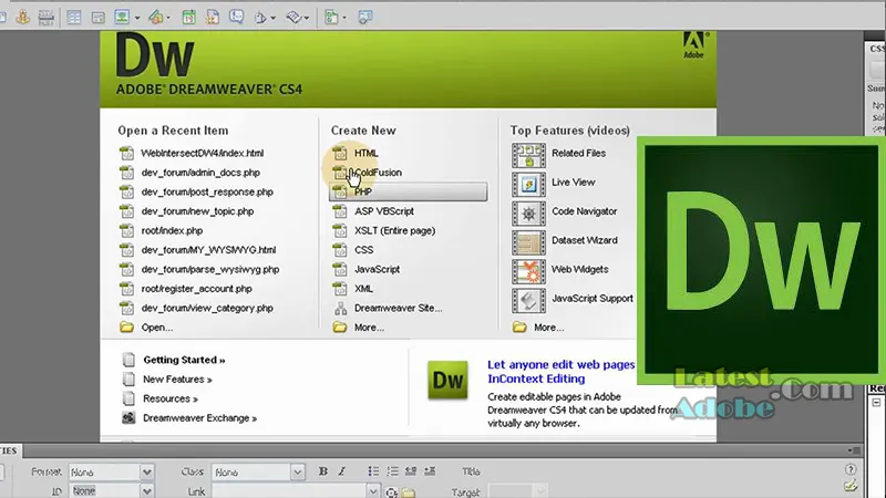Adobe Dreamweaver CS4 Free Download